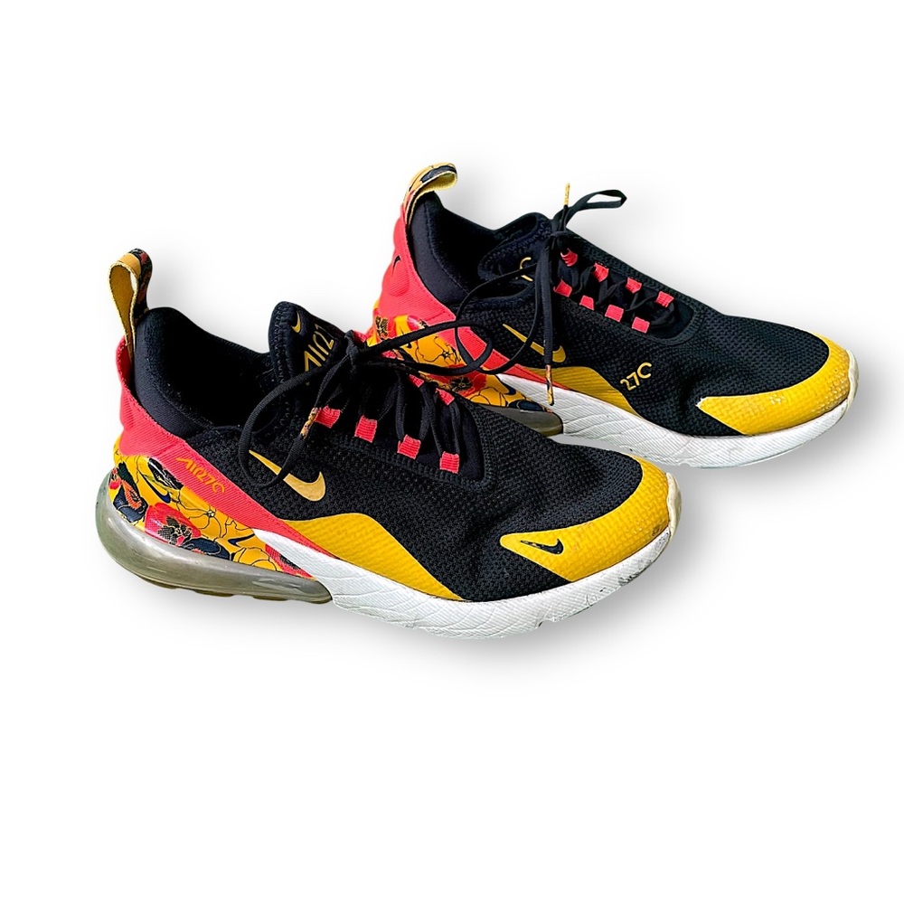 Nike Womans Black & Yellow Air Max 270-Style Sneakers